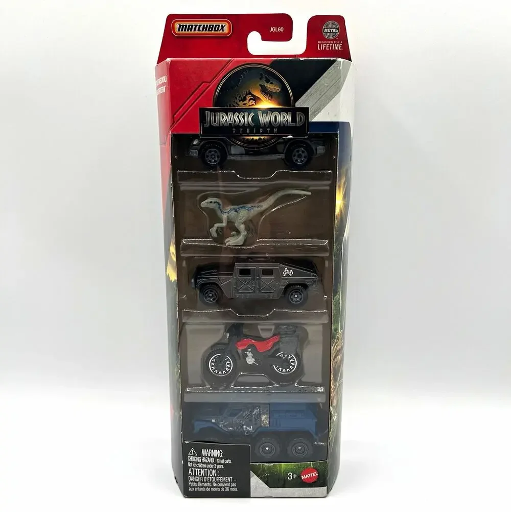 Matchbox Jurassic World Rebirth 5-Pack Diecast Cars Velociraptor JGL60 NIB New